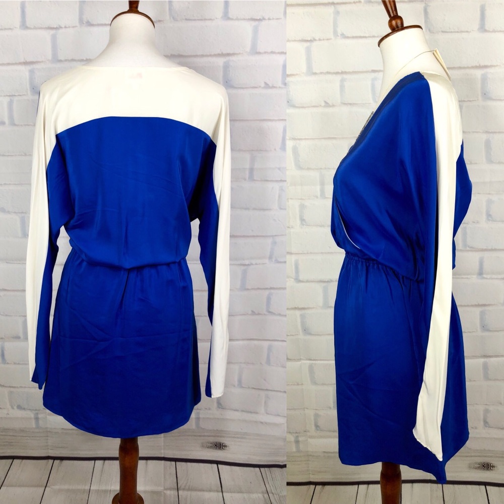 P A R K E R : Color Block Faux Wrap Mini Dress - image 5